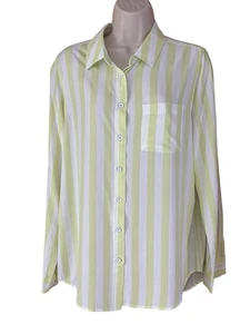 Jane + Delancey Damenbluse limette vertikale Linien Knopfleiste & hinten Größe Medium - Bild 1 von 10