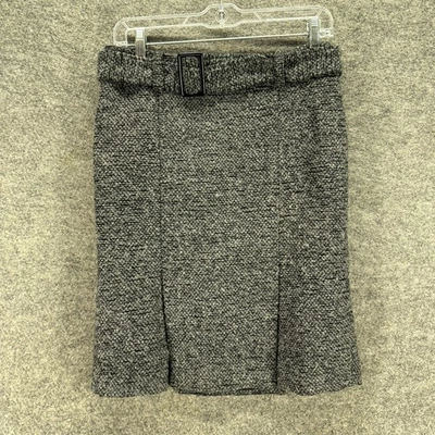 Saia Cynthia Rowley Feminina 4 Cinza Linha A Midi Zíper Lã Forrada com Cinto Casual - Imagem 1 de 4