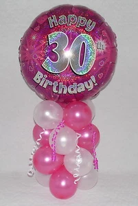 30. GEBURTSTAG - ALTER 30 - WEIBLICH ROSA - FOLIENBALLON DISPLAY - TISCH HERZSTÜCK - Bild 1 von 4