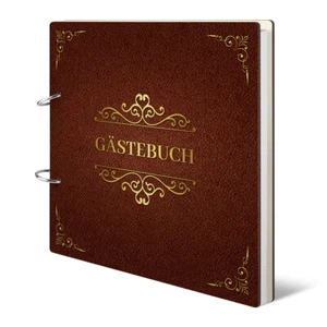 Hochzeit Gästebuch Holzcover 215 x 215 mm Naturpapier - Märchenbuch - Bild 1 von 3