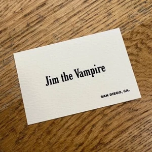 Jim the Vampire, What we do in the shadows Business Card Replica Prop - Picture 1 of 2