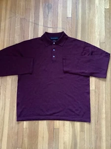 Metropolitan View Men's XL Solid Maroon Polo 3 Btn Sweater,Italian Wool,FLAW - Picture 1 of 3