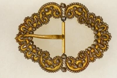 Antigua joyería victoriana hebilla de cinturón de metal corte acero latón enchapado hebilla de cinturón Foto 1 de 3