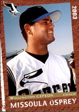 2003 Missoula Osprey Grandstand #7 Wellington Cepeda Dominican Republic DR Card
