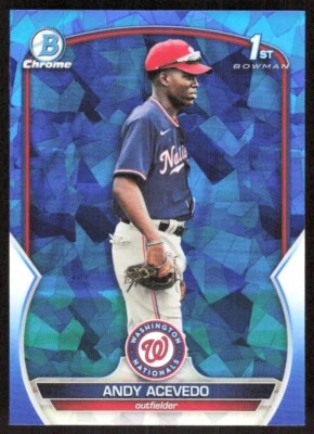 2023 4095B Bowman Chrome Prospects Blue SAPPHIRE REFRACTOR Andy Acevedo - Image 1 of 2