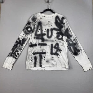 J. CREW Mens Long-Sleeve Broken-in T-shirt Destroyed Graffiti Spray Paint Custom - Picture 1 of 13