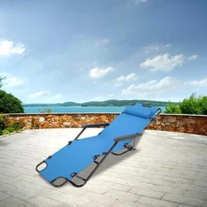 Patio Lounge Chair Chaise Bed Fold Cot Beach Reclining Positions Backup Chair - Picture 1 of 12