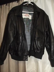 Chaqueta Bomber Vintage Superfortress Cuero NEGRA Talla L USADA USADA COMO EN LA FOTO - Imagen 1 de 4
