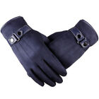 Men's Winter Warm Suede Leather Fleece Lined Thermal Touch Screen Driving Gloves