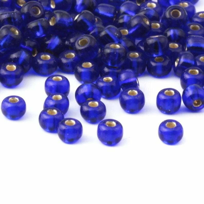 Lot (270) Rare vintage Czech silver lined cobalt blue seed glass beads 3mm - Image 1 of 1