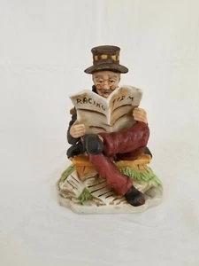 CAPIDIMONTE OLD MAN READING RACING FORM FIGURINE STATUE Hand painted BY Himark - Picture 1 of 12