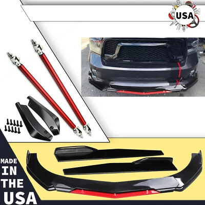 For Dodge Ram 1500 Front Bumper Lip Splitter Spoiler Body Kit+Side Skirt Foto 1 de 4