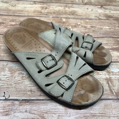 Сандалии-слипоны Fly Flot однотонные бежевые с двойной пряжкой размер 40 США 9–9,5 - Изображение 1 из 4