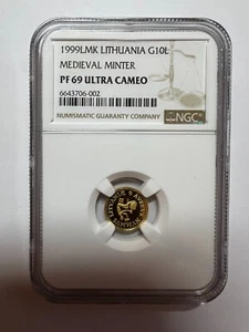 1999 Lithuania 10 Litu  -- GOLD---Kalvelis--- NGC  PR69 Ultra Cameo-- - Picture 1 of 2
