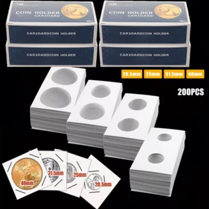 200X Portamonete Mylar in cartone misura dollaro 2x2 flip per DOLLARI ARGENTO 4 misure - Foto 1 di 12