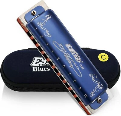 EASTTOP Harmonica Diatonic Blue Harmonica Key of C Mouth Organ Harmonica 10holes - image 1 of 4