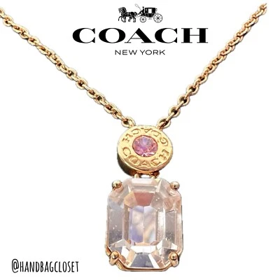 Coach 粉色玫瑰金 EMERALD 切割水晶项链 (COACH F73037) — 第 1/4 张图片