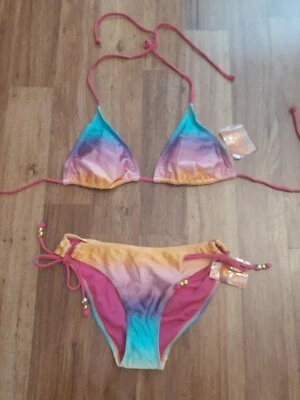 NUEVO 2 Piezas Traje de Baño Traje de Baño Ombre Rosa Bikini Joe Boxer SM Top MED inferior Foto 1 de 4