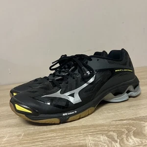 Mizuno Wave Lightning Z Black Silver Yellow Women’s 10 Traction Volleyball Shoes - Picture 1 of 13
