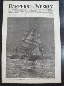 Collision Mid Ocean Sailing Ships State Of Florida & City Of Rome Harper's 1884 - Picture 1 of 1