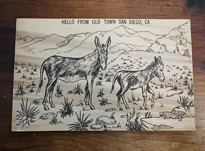Tarjeta postal de madera de burro del casco antiguo de San Diego árbol postal de EE. UU. - Imagen 1 de 4