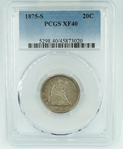 1875-S PCGS XF40 Seated Liberty Twenty Cent Piece 20C Cover