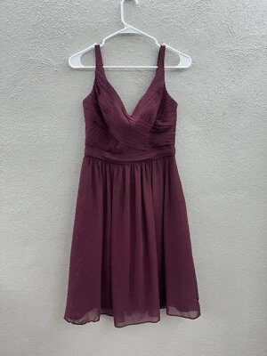 Davids Bridal 女式连衣裙 4 码葡萄酒色伴娘礼服无袖 — 第 1/4 张图片