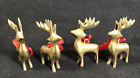 Brass Reindeer Buck Deer Christmas Ornaments 3" Tall Set Of 4