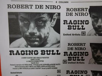 Mini hoja de anuncios de la película RAGING BULL cartel publicitario de colección película Robert De Niro Foto 1 de 4