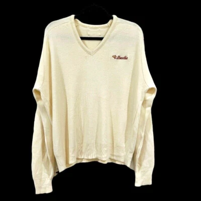Vintage Mens Sweater  XL Cream BASSCAT Grandpacore Preppy King Louie Pro Fit 70s - Image 1 of 4