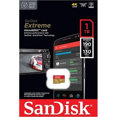 SanDisk 1TB Extreme Memory 1 TB Micro SD SDXC MicroSD Class 10 190MB/s US Seller - Image 1 of 2