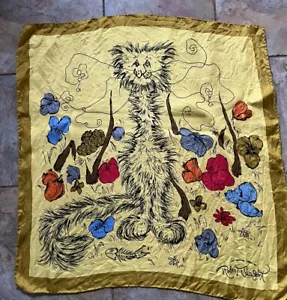 Robert Sargent Seidenschal groß 30"" x 30"" quadratisch skurrile Löwenblumen Japan - Bild 1 von 7