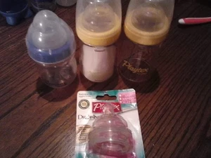 Infant Baby Toddler Nursing Formula Feeding Clear Plastic bottles plus Nipples - Picture 1 of 2