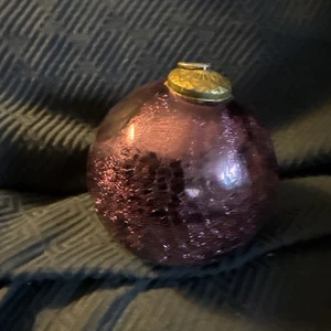 6" European Art Glass Purple Heavy Crackle Ball Kugel - Picture 1 of 2