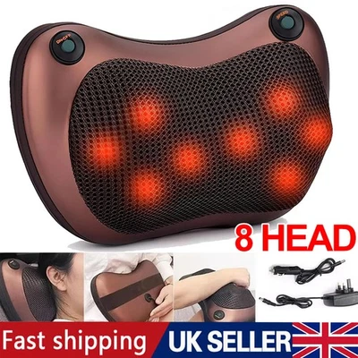 8 Kneading Electric Massagers Pillow Shiatsu Neck Back Lumbar Cushion Home Car