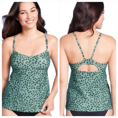 Blusa de banho Kona Sol verde estampa de leopardo tamanho 1X nova sem etiquetas - Imagem 1 de 4