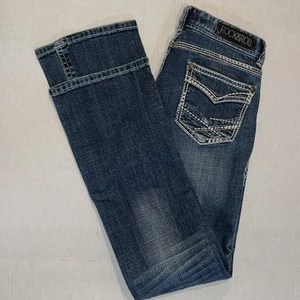 ROCK & ROLL COWGIRL - MID RISE BOOT Cut Stretch Blue Jeans - Women Size 29 x 34 - Picture 1 of 9