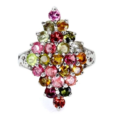 Anello in argento sterling 925 tormalina rotonda 3 mm gemma naturale... - Immagine 1 di 4