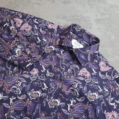 Eton Paisley Pattern Shirt Mens 15.5 Blue Purple Classic Fit Formal  Button-Up - Image 1 of 4