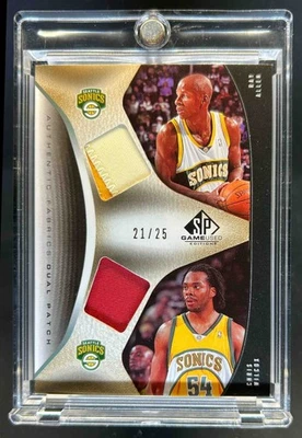 2006-07 SP Game Used Ray Allen Chris Wilcox Authentic Fabrics Dual Patch #21/25 - image 1 of 2