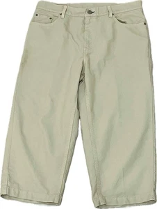 Levi's 577 Capri Jeans Womens 14 Ivory Relaxed Wide Leg.Y2K,Vintage, Summer - Picture 1 of 13