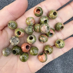 Cuentas sueltas de jaspe natural de 10 mm de agujero grande para hacer joyas hágalo usted mismo 20/40 un. - Imagen 1 de 7