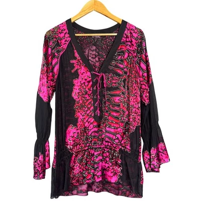 Camisa Hale Bob Mujer Pequeña Rosa Negra Seda Cachicho Terciopelo Transparente Burnout Foto 1 de 4