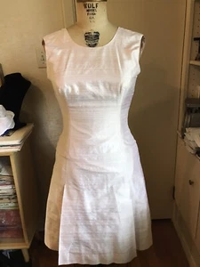 Josephine Sasso Pale Pink Raw Silk Dress XS A-line Box Pleats - Picture 1 of 13