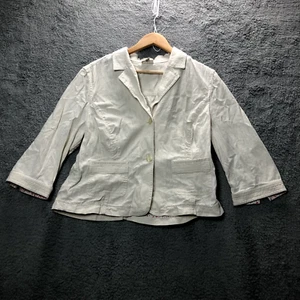 Blazer J. Jill Donna 16 Petite Linen Boxy Tagliato Bottone Frontale floreale - Foto 1 di 4