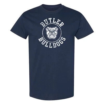 Butler University Distressed Bulldogs Circle Logo - NCAA Adult Shirt - Navy - Image 1 of 4