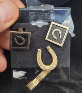 Vtg Swank Cufflink Clip Hickok Clasp Horse Shoe Lucky Horseshoe Western - Picture 1 of 4