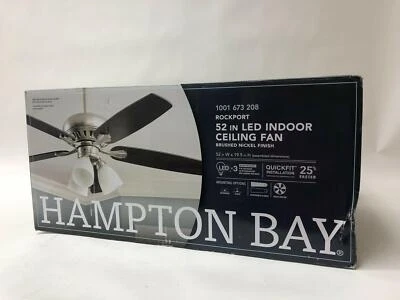 Hampton Bay Rockport 52 in. LED Brushed Nickel Ceiling Fan with Light Kit - Image 1 of 4