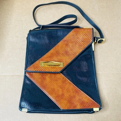 Greg Roche Leather Croc Shoulder Bag Briefcase Purse Cross Body Large SIGNED - Image 1 of 4