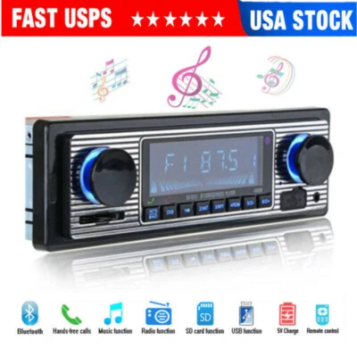 Radio estéreo para automóvil Bluetooth reproductor de MP3 manos libres FM USB/SD/AUX con control remoto Foto 1 de 4